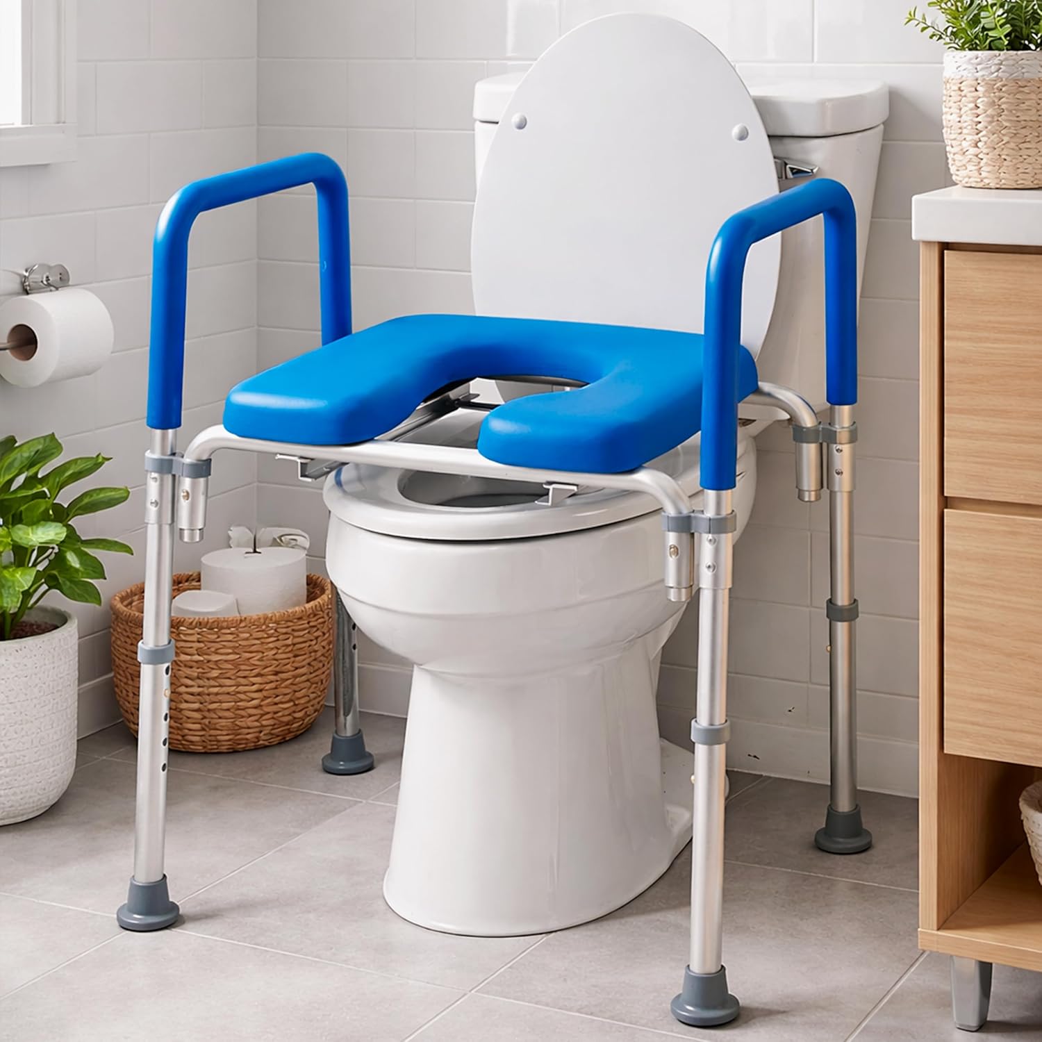 Adjustable Toilet Safety Frame with Handles for Elderly & Disabled